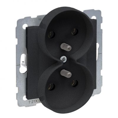 Suno Gniazdo Podwójne Z Uziemieniem 2x2P+Z 16A 250 V Zaciski Śrubowe Możliwość Montażu W Ramkach Wielkorotynych Czarny 721491 LEGRAND (721491)